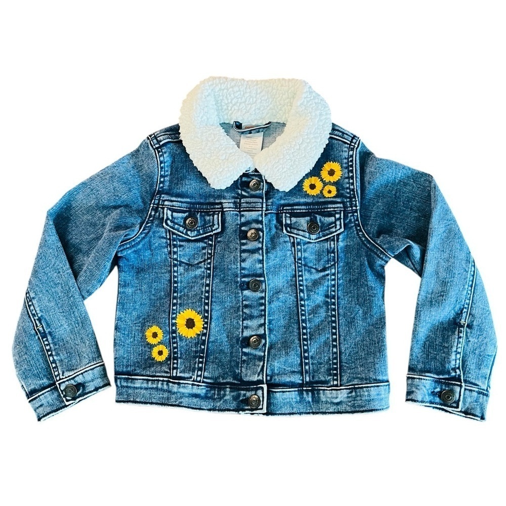 Gymboree Kids Denim Jacket with Sunflower Embroidery Size 4T